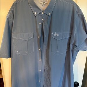 AFTCO Blue Casual Button Down Shirt Short Sleeve